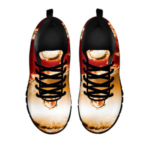 Flaming Yin Yang Print Black Running Shoes