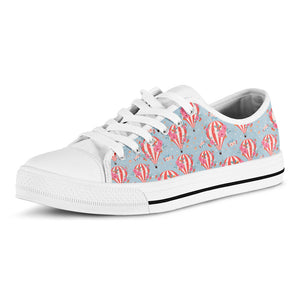 Floral Air Balloon Pattern Print White Low Top Sneakers