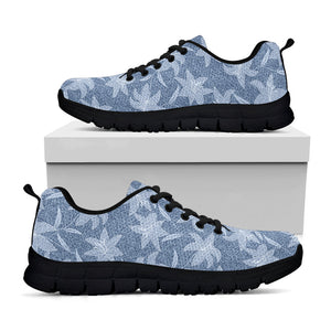 Floral Denim Jeans Pattern Print Black Running Shoes