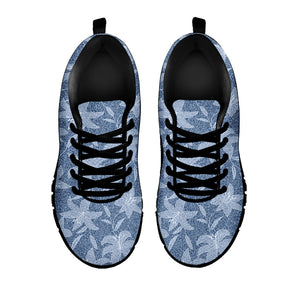 Floral Denim Jeans Pattern Print Black Running Shoes