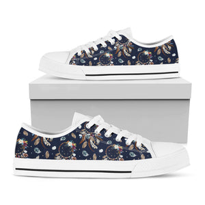 Floral Dream Catcher Pattern Print White Low Top Sneakers