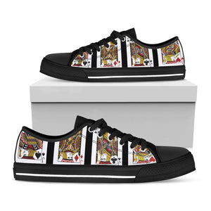 Four Jacks Playing Cards Print Black Low Top Sneakers
