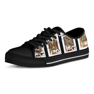 Four Jacks Playing Cards Print Black Low Top Sneakers