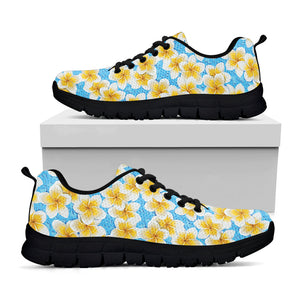 Frangipani On The Water Pattern Print Black Running Shoes