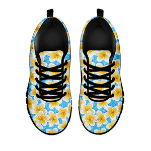 Frangipani On The Water Pattern Print Black Running Shoes