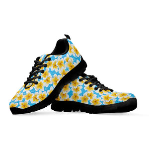 Frangipani On The Water Pattern Print Black Running Shoes