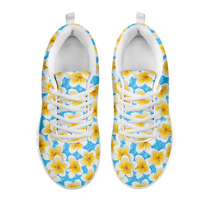 Frangipani On The Water Pattern Print White Running Shoes