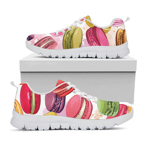 French Macaron Pattern Print White Running Shoes