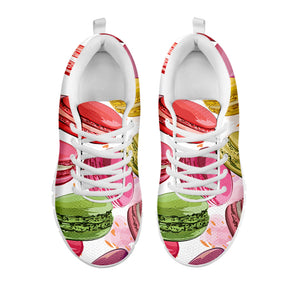 French Macaron Pattern Print White Running Shoes