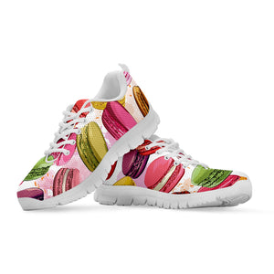 French Macaron Pattern Print White Running Shoes
