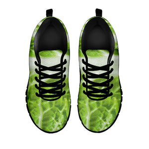Fresh Cabbage Leaf Print Black Running Shoes