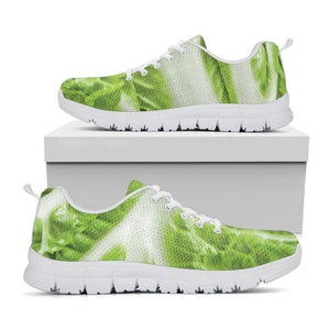 Fresh Cabbage Leaf Print White Running Shoes