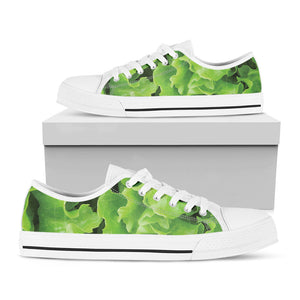 Fresh Lettuce Leaves Print White Low Top Sneakers