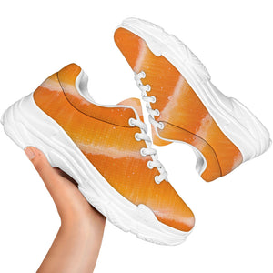 Fresh Salmon Print White Chunky Shoes