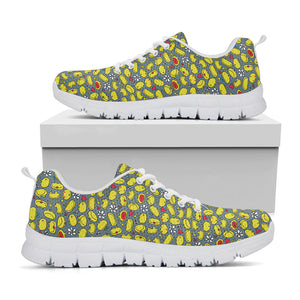 Frog Faces Pattern Print White Running Shoes