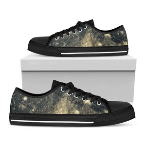 Full Moon And Night Stars Print Black Low Top Sneakers