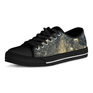 Full Moon And Night Stars Print Black Low Top Sneakers