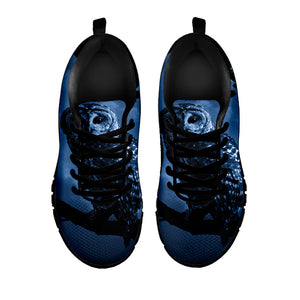 Full Moon Night Owl Print Black Running Shoes