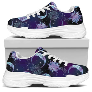 Galaxy Celestial Sun And Moon Print White Chunky Shoes
