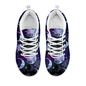 Galaxy Celestial Sun And Moon Print White Running Shoes