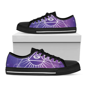 Galaxy Eye of Providence Print Black Low Top Sneakers