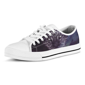 Galaxy Jaguar Print White Low Top Sneakers
