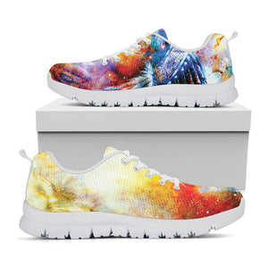 Galaxy Native Indian Woman Print White Running Shoes