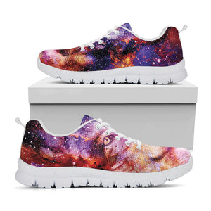 Galaxy Wolf Portrait Print White Running Shoes