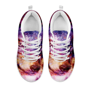 Galaxy Wolf Portrait Print White Running Shoes
