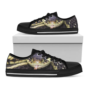 Garter Snake Print Black Low Top Sneakers