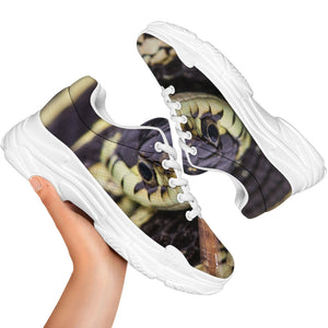 Garter Snake Print White Chunky Shoes