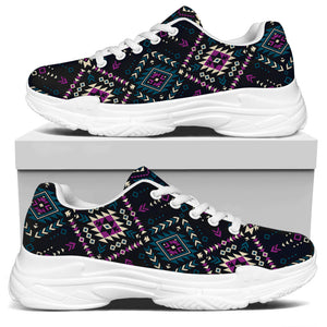 Geometric Ethnic Navajo Pattern Print White Chunky Shoes