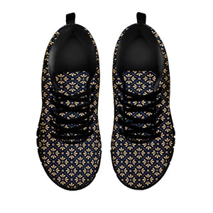 Geometric Floral Print Black Running Shoes