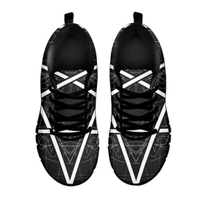 Geometric Inverted Pentagram Print Black Running Shoes