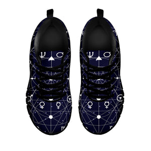 Geometric Moon Phase Print Black Running Shoes