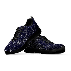 Geometric Moon Phase Print Black Running Shoes