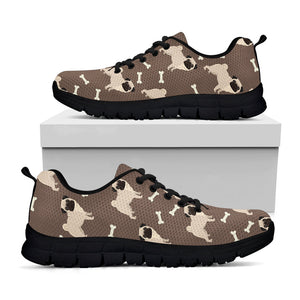 Geometric Pug Pattern Print Black Running Shoes