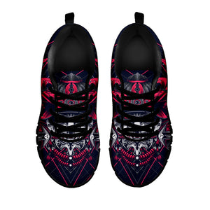 Geometric Samurai Mask Print Black Running Shoes