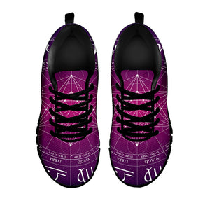 Geometric Zodiac Calendar Print Black Running Shoes