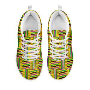 Ghana Kente Pattern Print White Running Shoes