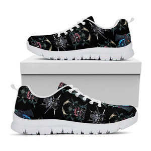 Ghost Samurai Mask Pattern Print White Running Shoes