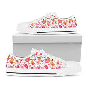 Girly Elephant And Hamsa Pattern Print White Low Top Sneakers