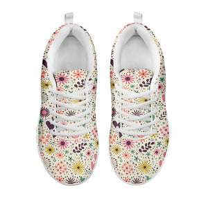 Girly Heart And Flower Pattern Print White Running Shoes