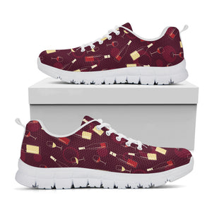 Glasses And Bottles Of Wine Print White Running Shoes