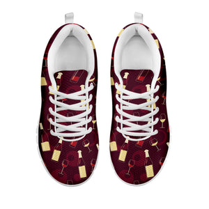 Glasses And Bottles Of Wine Print White Running Shoes