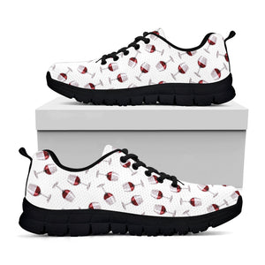 Glasses Of Wine Pattern Print Black Running Shoes