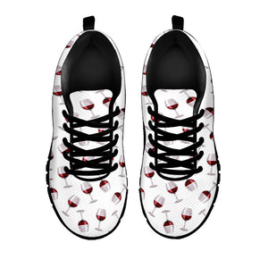 Glasses Of Wine Pattern Print Black Running Shoes
