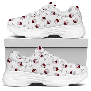 Glasses Of Wine Pattern Print White Chunky Shoes