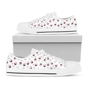 Glasses Of Wine Pattern Print White Low Top Sneakers