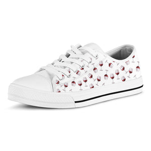 Glasses Of Wine Pattern Print White Low Top Sneakers